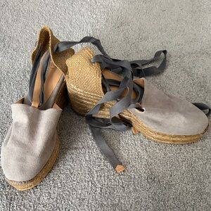 Castaner Taupe and Gray Espadrille Wedges